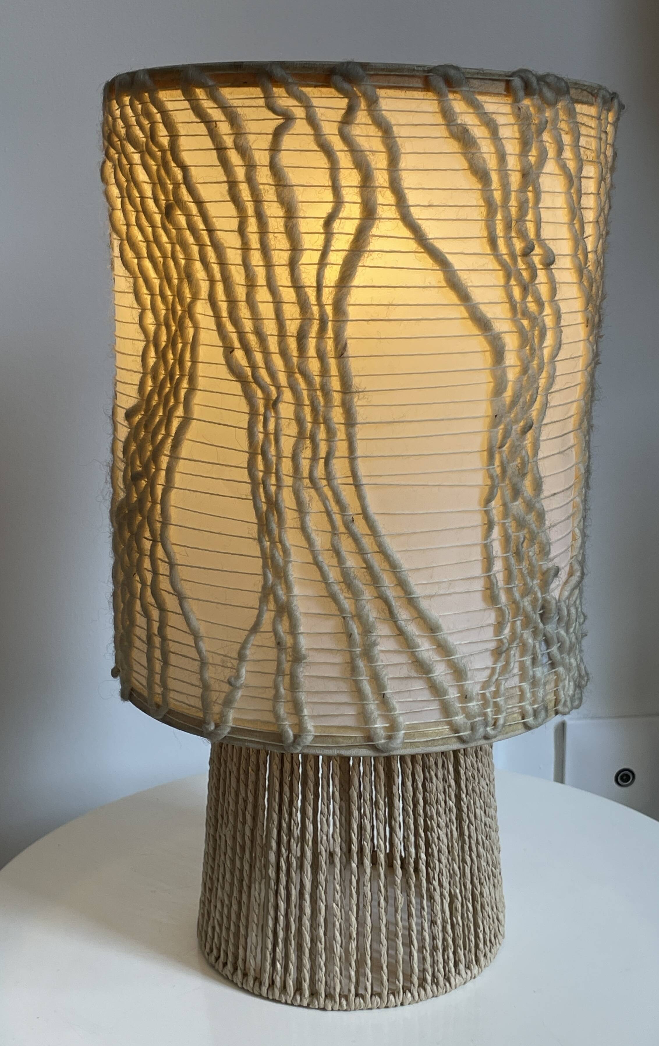 Bohemian table lamp, handcrafted lampshade signed Atelier Marmotte.