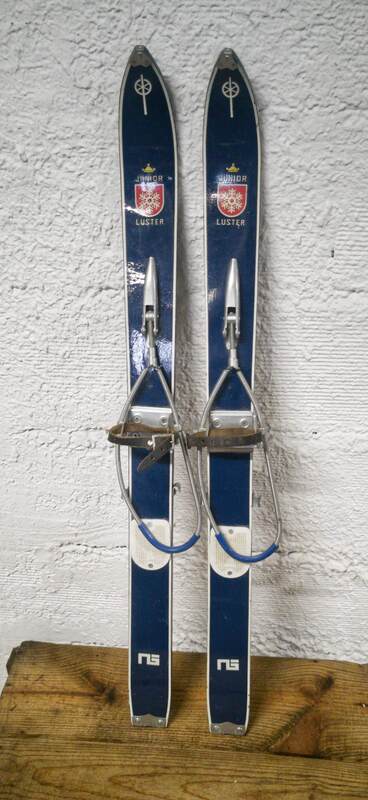 Pair of old wooden skis for children