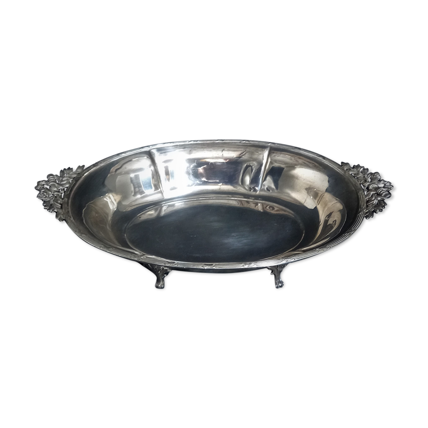 Plat argenté style Louis XVl avec poignées avec motif de torche et carquois