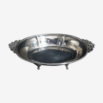 Louis XVI style silver dish with handles with torch pattern and quiver