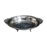 Louis XVI style silver dish with handles with torch pattern and quiver