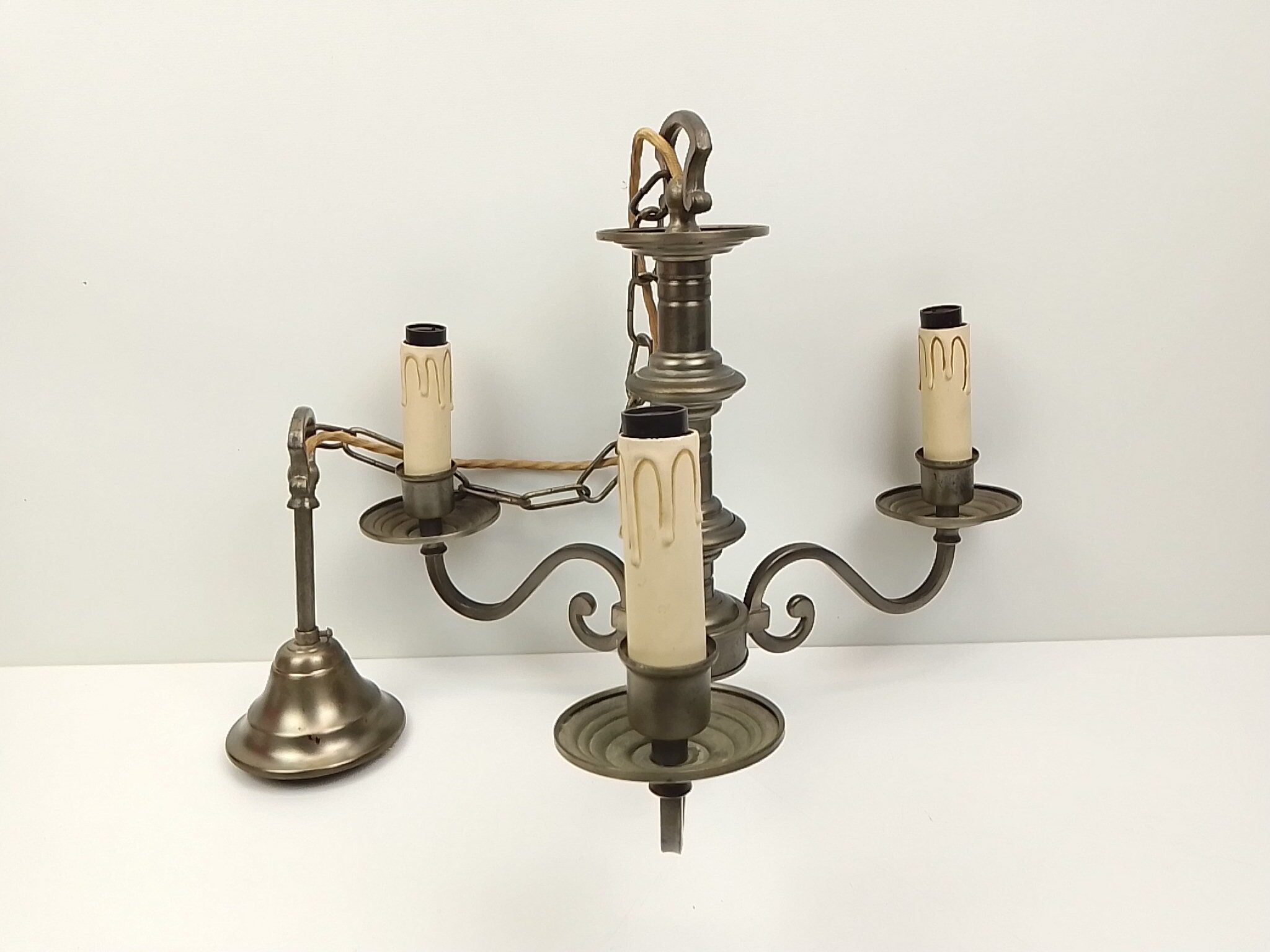 Chandelier 3 branches in brass tin color