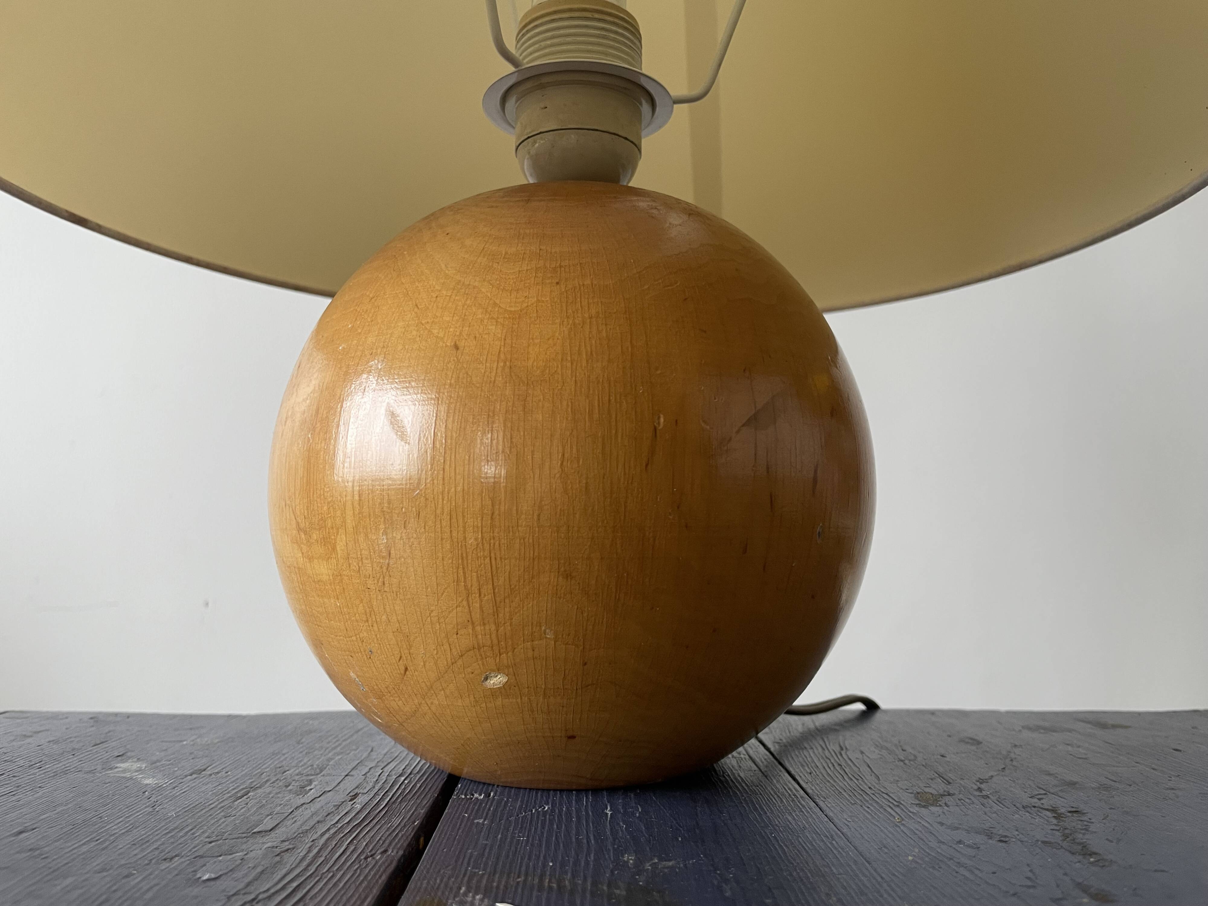 Grande lampe boule bois vintage