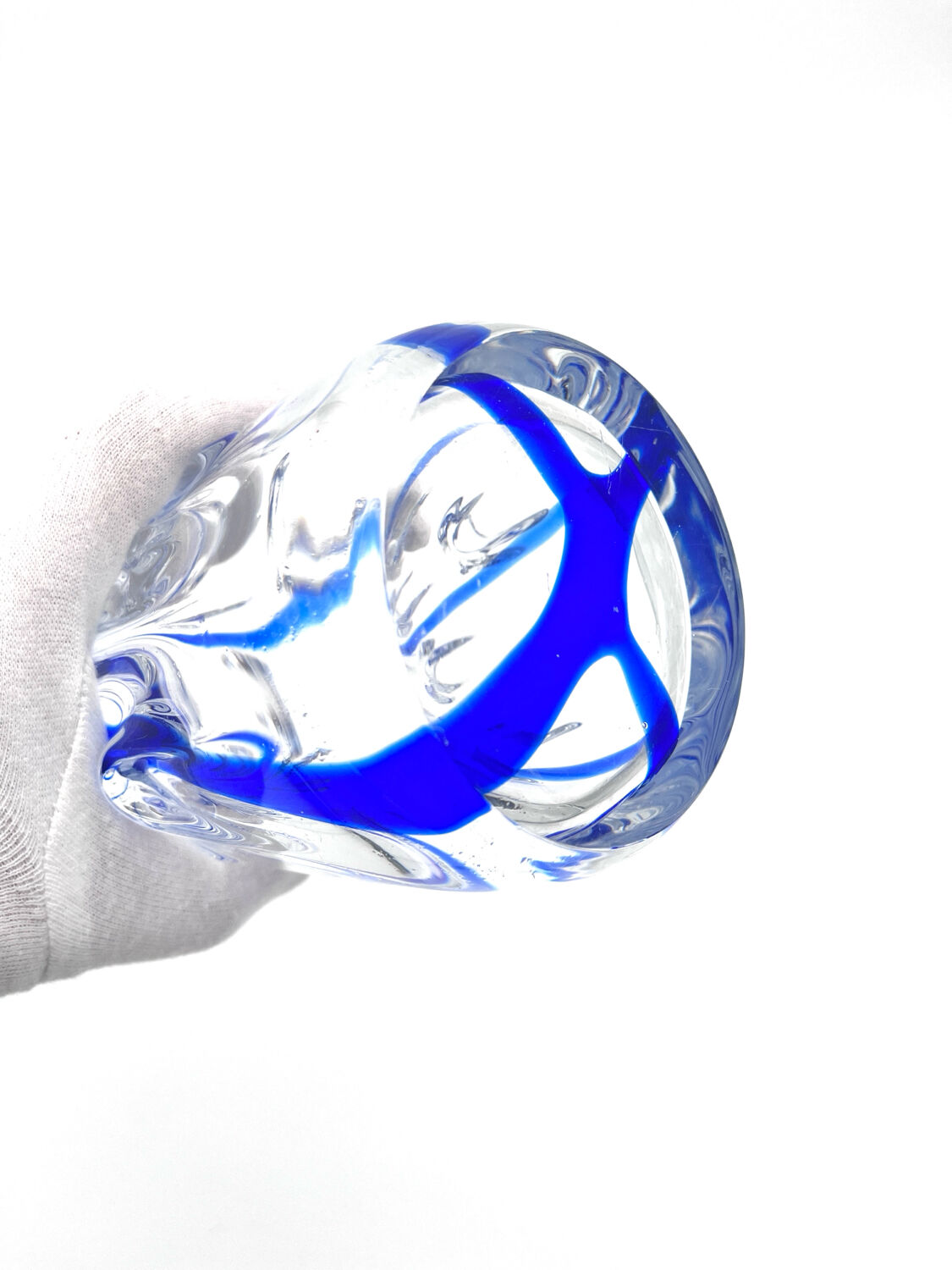 Monumental Murano Vase - Cobalt Blue & Crystal - Organic Design 70s