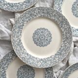 6 iron earthenware flat plates "Renaissance" Creil et Montereau