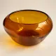 Large amber bubble glass bowl signed Biot – Vintage