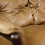 Vintage Mid-Century Danish Modern Cognac Leather 3-Seater Sofa, 1960s