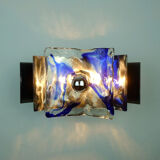 Mid century sconce glass metal chrome murano ice glass