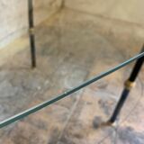 Pair of 2 glass and metal coffee tables from the 1950s, in the style of Edoardo Paoli