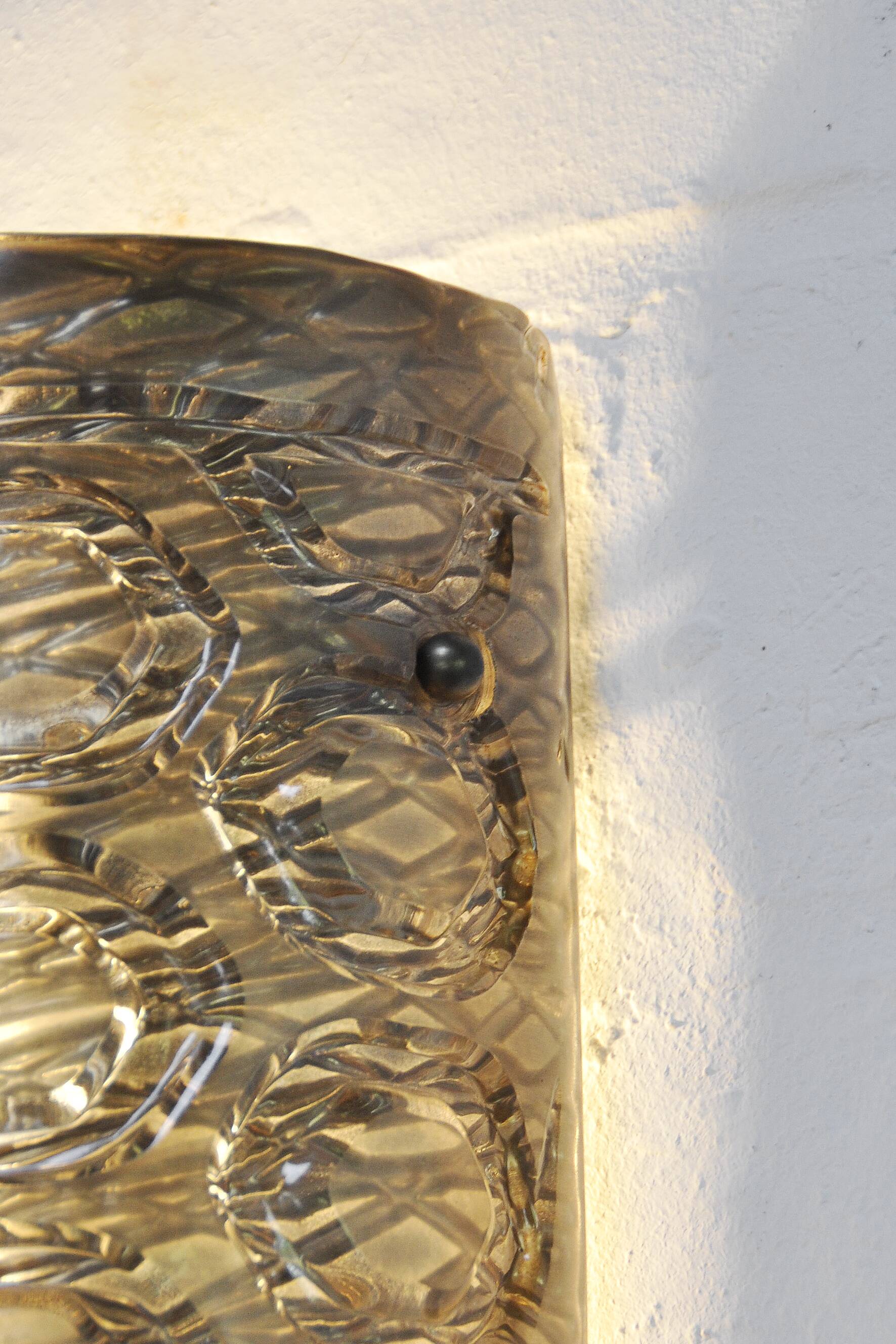 Paire d’appliques murales italiennes en verre de Murano avec motifs géométriques, années 1960
