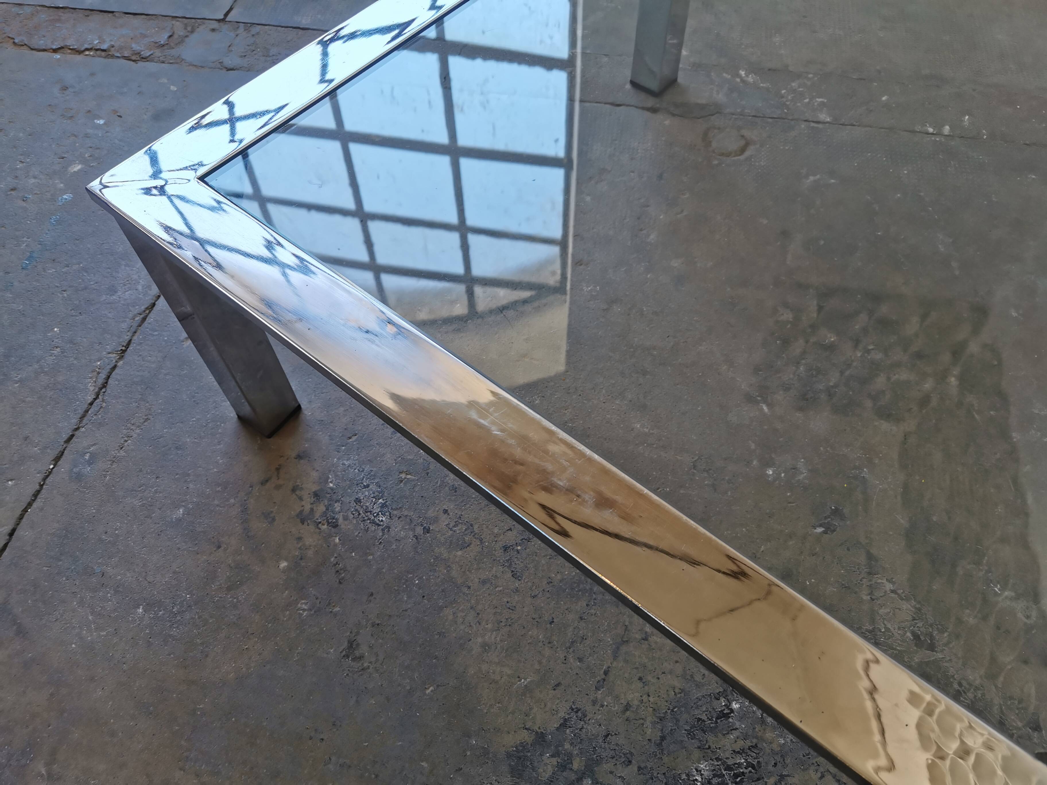 Chrome and glass coffee table, 70s design
