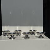 Set of 6 silver metal ice cream cups with small base D9 H5.5