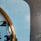 Vintage formica clock rectangular silent wall pendulum "Trophy blue"