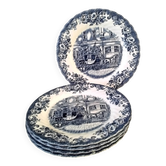 5 dessert plates in English porcelain by Johnson Bros