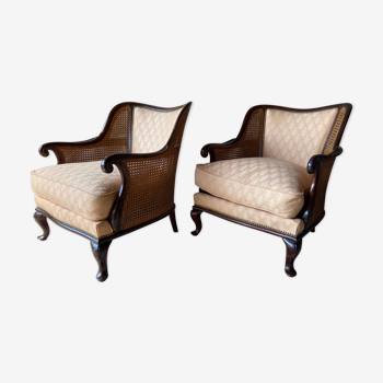 Pair of vintage 1940 canne armchairs