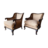 Paire de fauteuils cannés vintage 1940