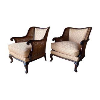 Pair of vintage 1940 canne armchairs