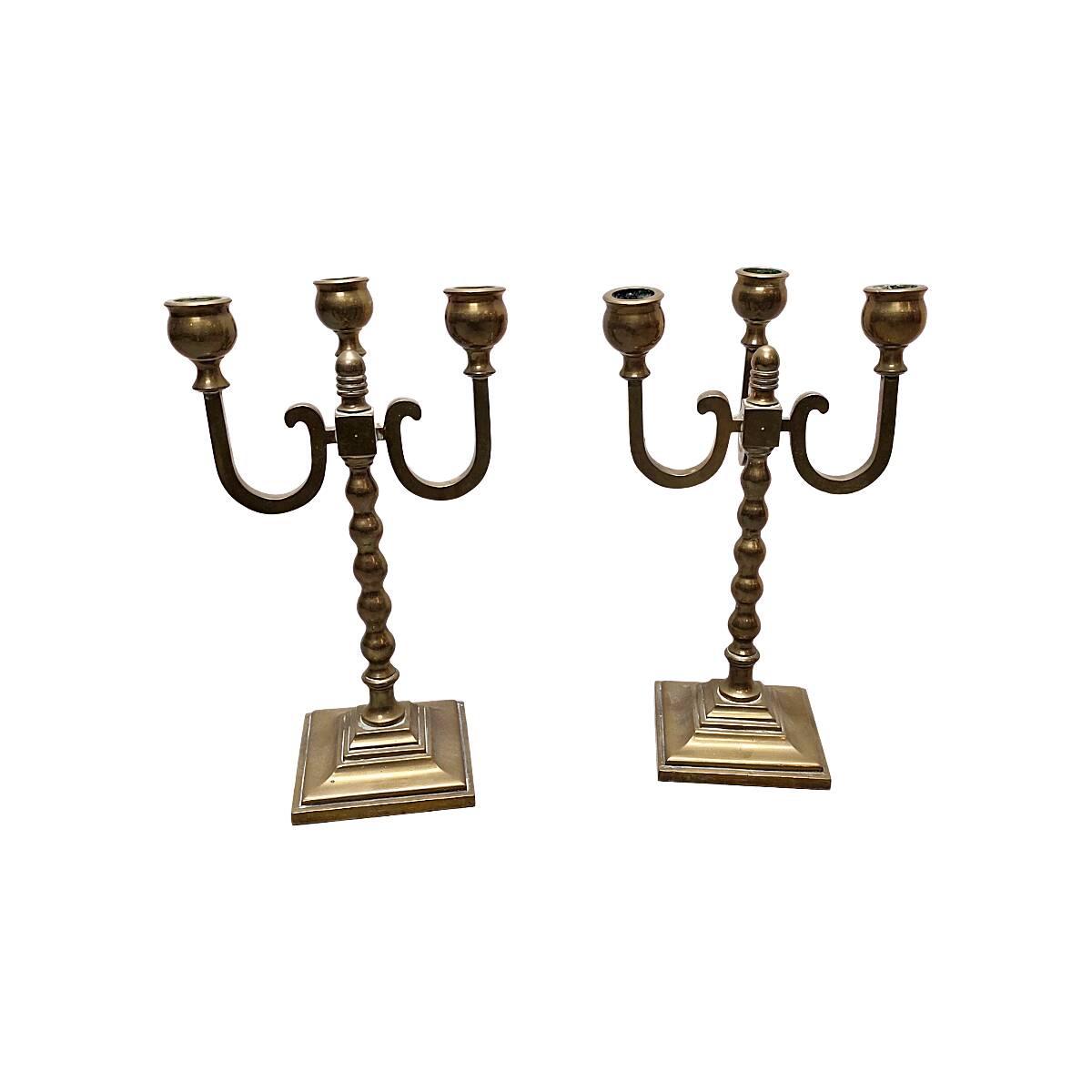 Old Dutch brass candelabras, 1920s
