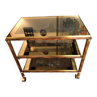 Table de television en verre dore