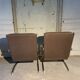 Pair of 70s designer armchairs/chairs in chrome and brown fabric