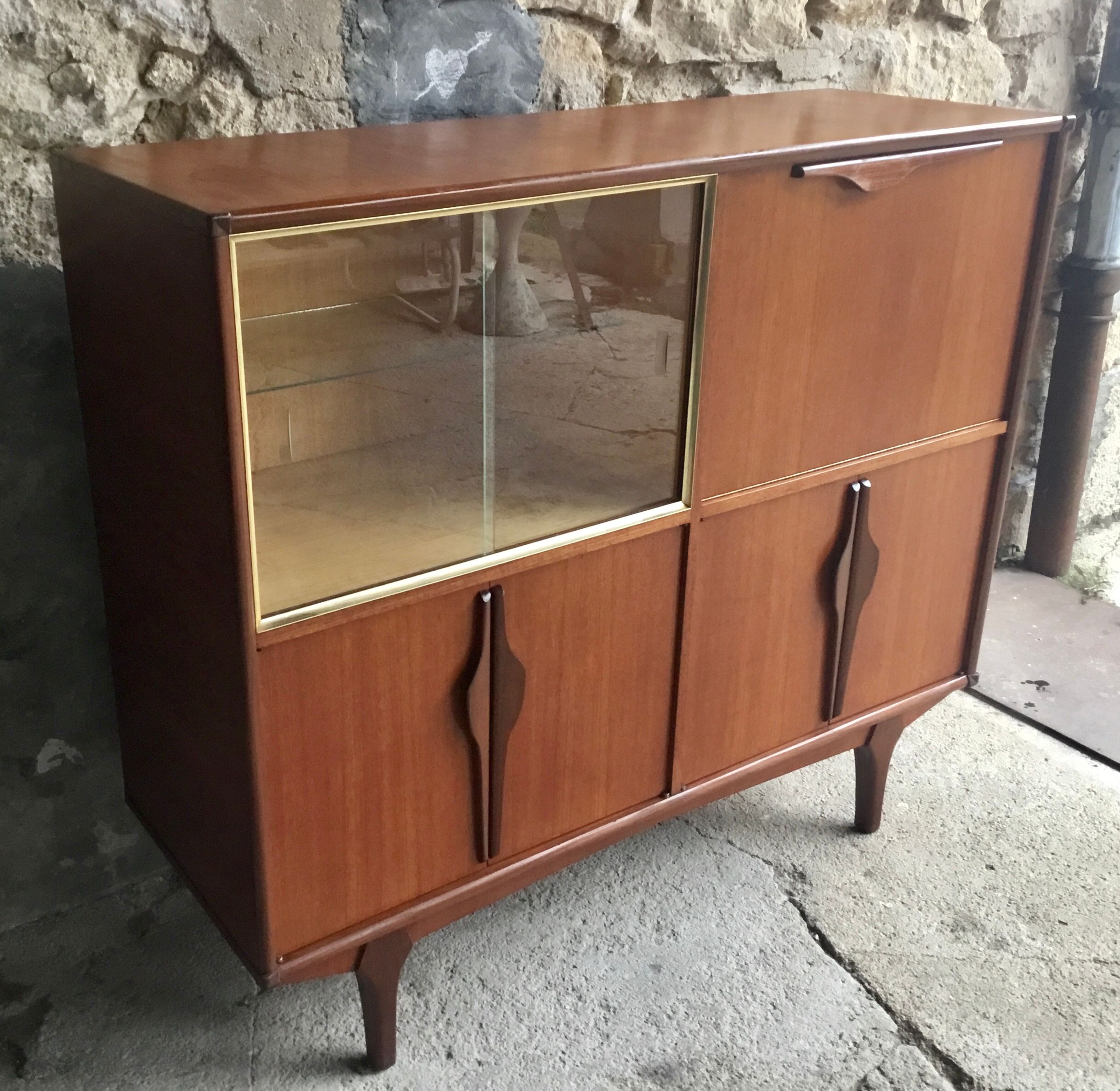 Scandinavian teak buffet with showcase and secretary - 1960