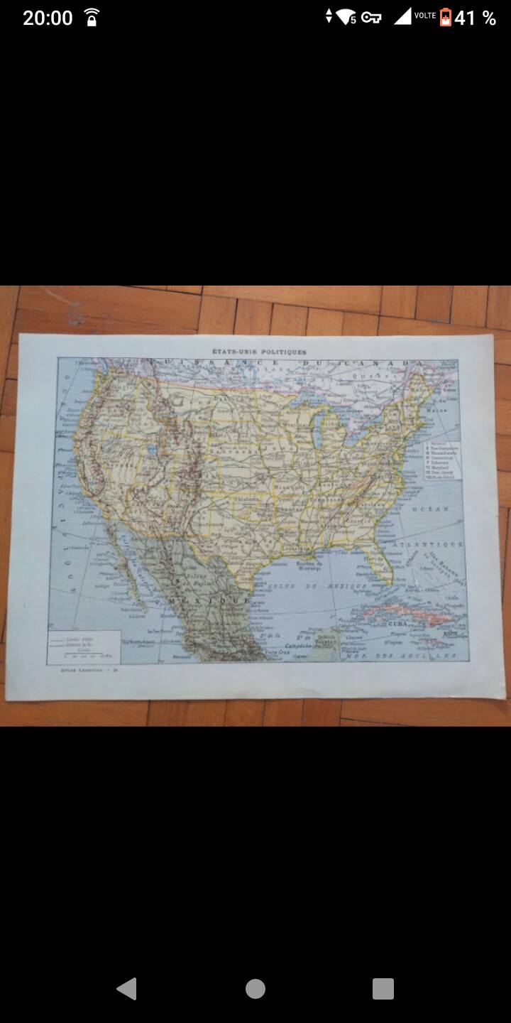 Old political map of the United States and Mexico by Larousse.