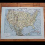 Old political map of the United States and Mexico by Larousse.