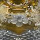 Bohemian crystal bottle, cut and engraved – Frosted floral decoration