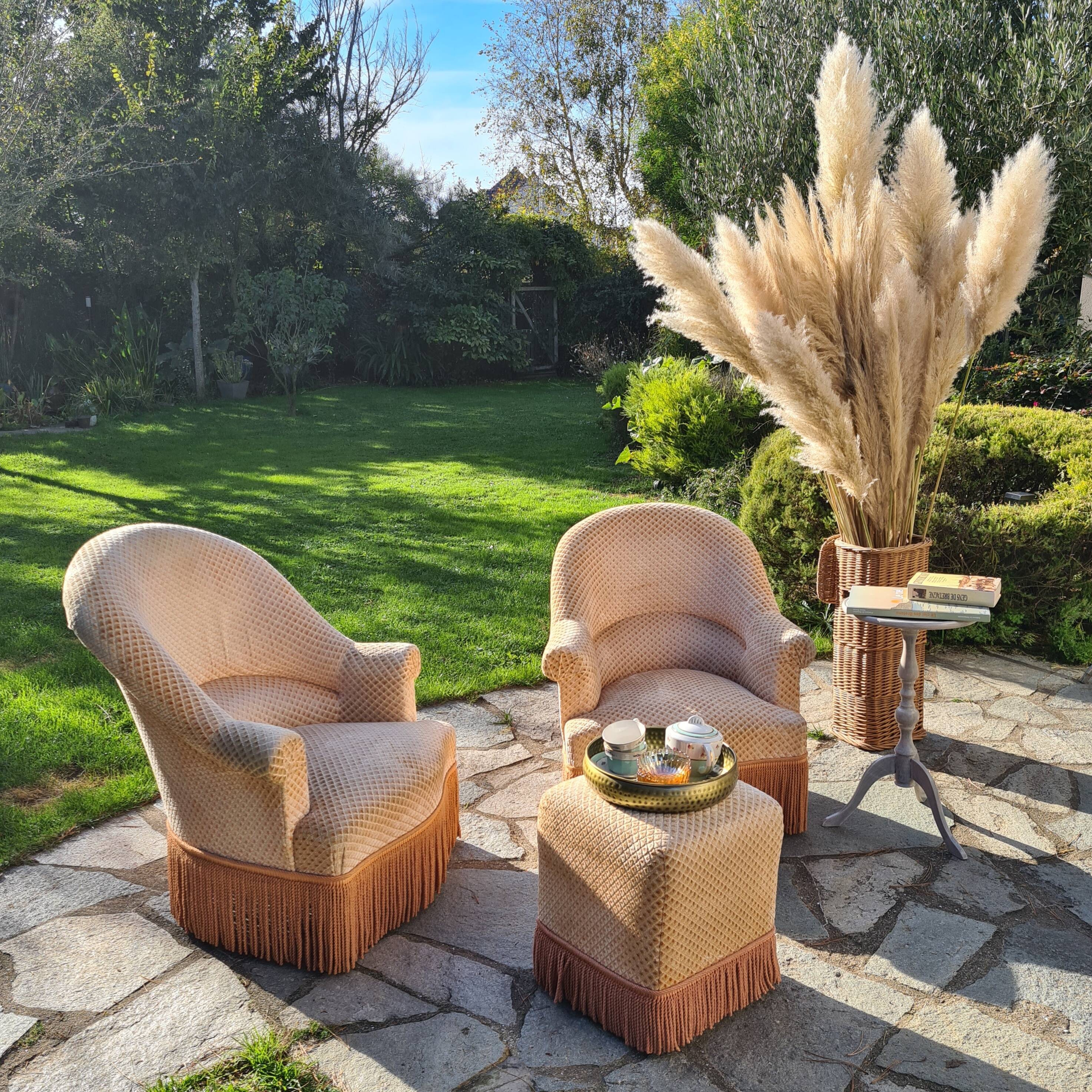 Pair of toad chairs and 1 ottoman