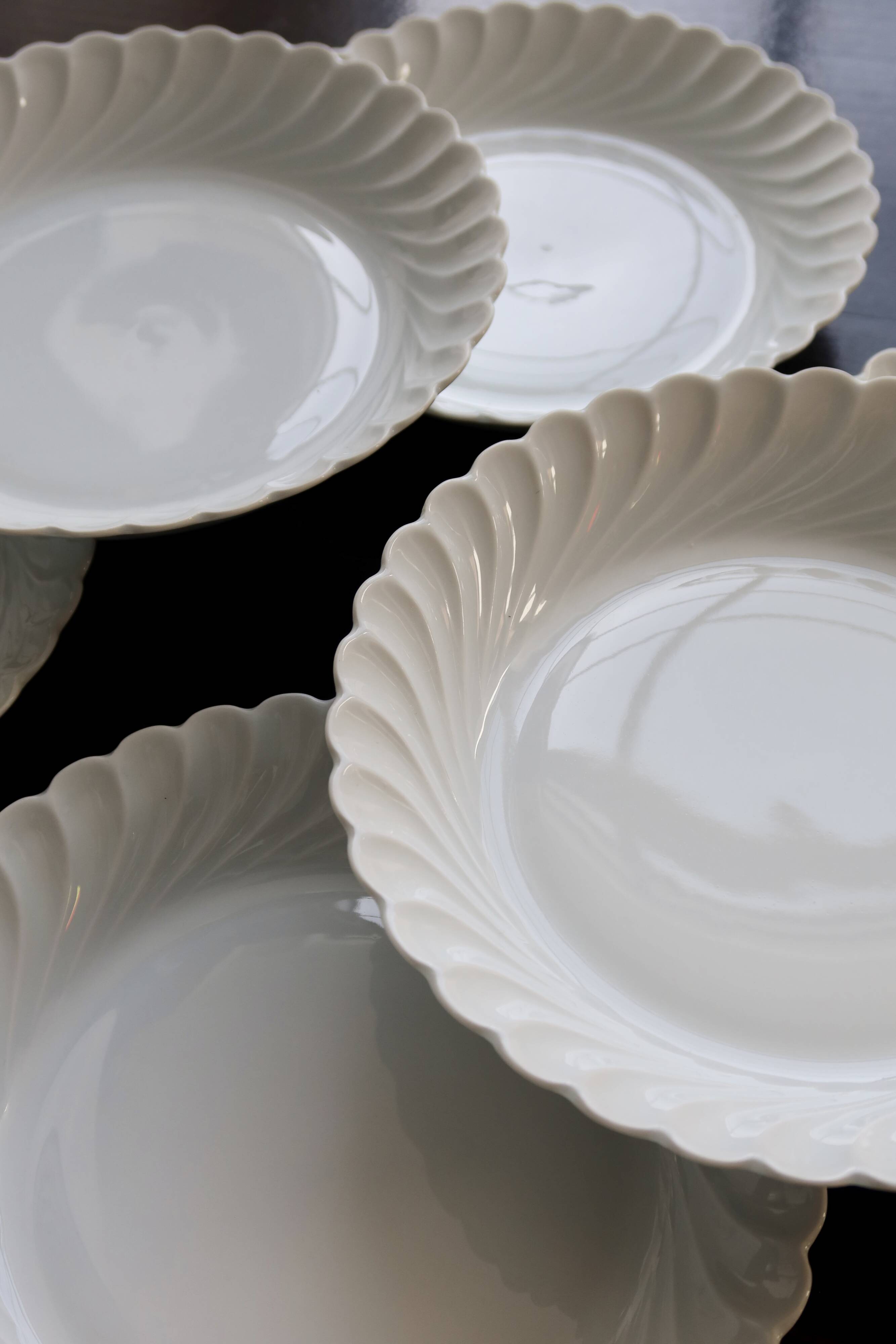 6 vintage white twisted porcelain soup plates from Limoges Haviland