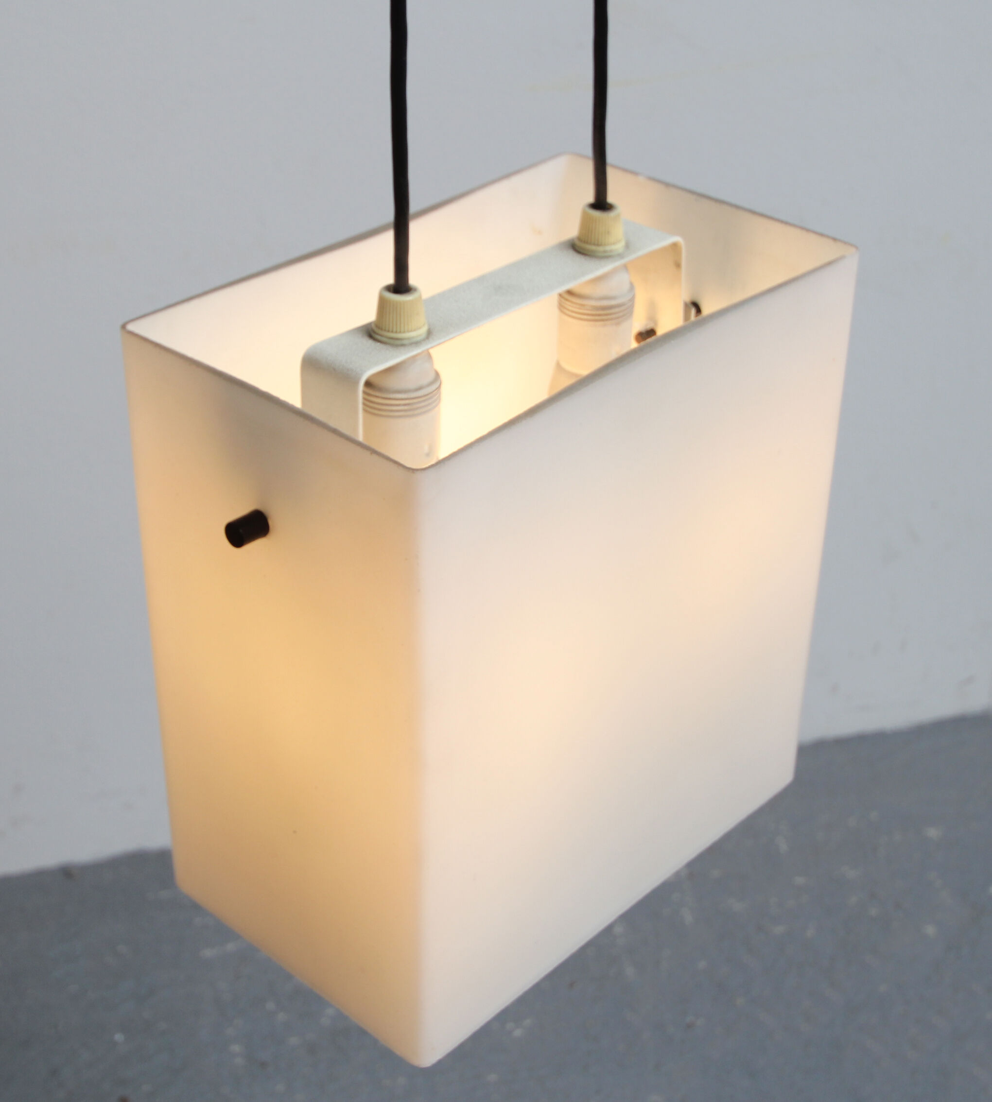 Cubic hanging lamp in opaline, 1960s