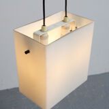 Cubic hanging lamp in opaline, 1960s