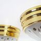 Pair of vintage brass ceiling lights with glass globe