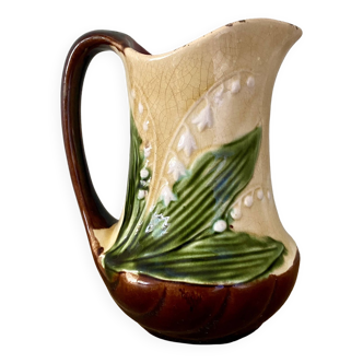 Vintage slip pitcher - Orchies - lily of the valley decorations