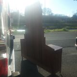 Art Deco dressing table in walnut and red Languedoc marble