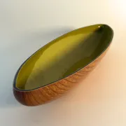 Wood-effect resin catchall tray, Italian design from the 1960s.