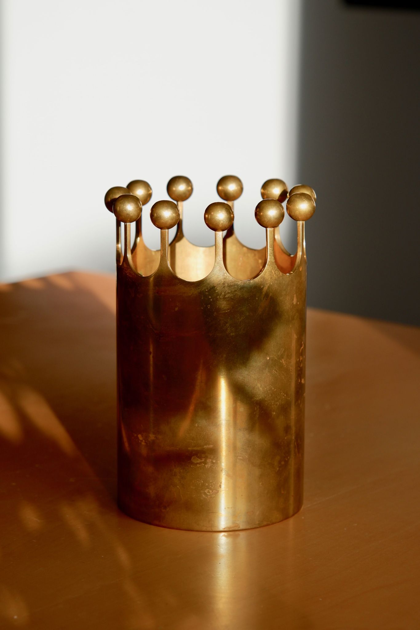Pierre Forssell crown brass vase for Skultuna circa 1970