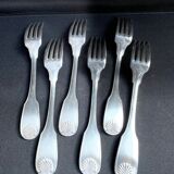 6 Christofle silver silver metal salad or dessert forks model Vendôme/Arcantia before 1983