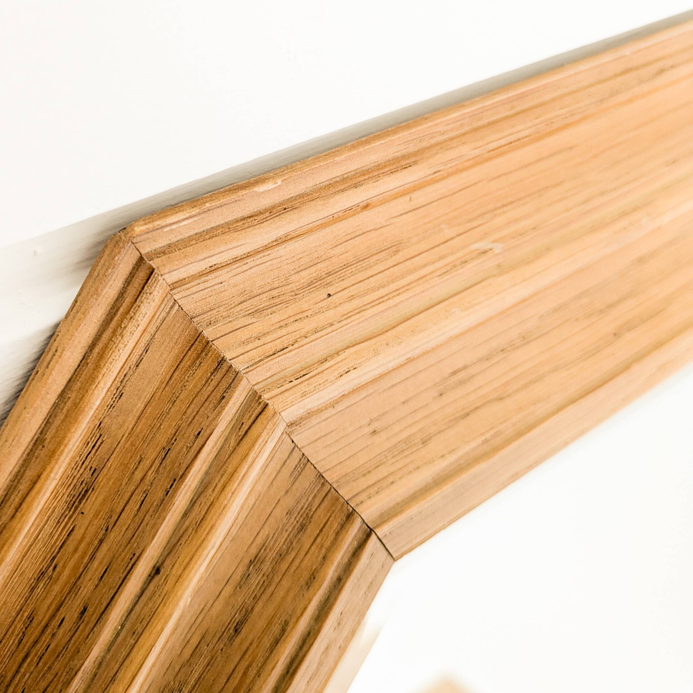 Miroir vintage octogonal en bois massif, style Mid-Century