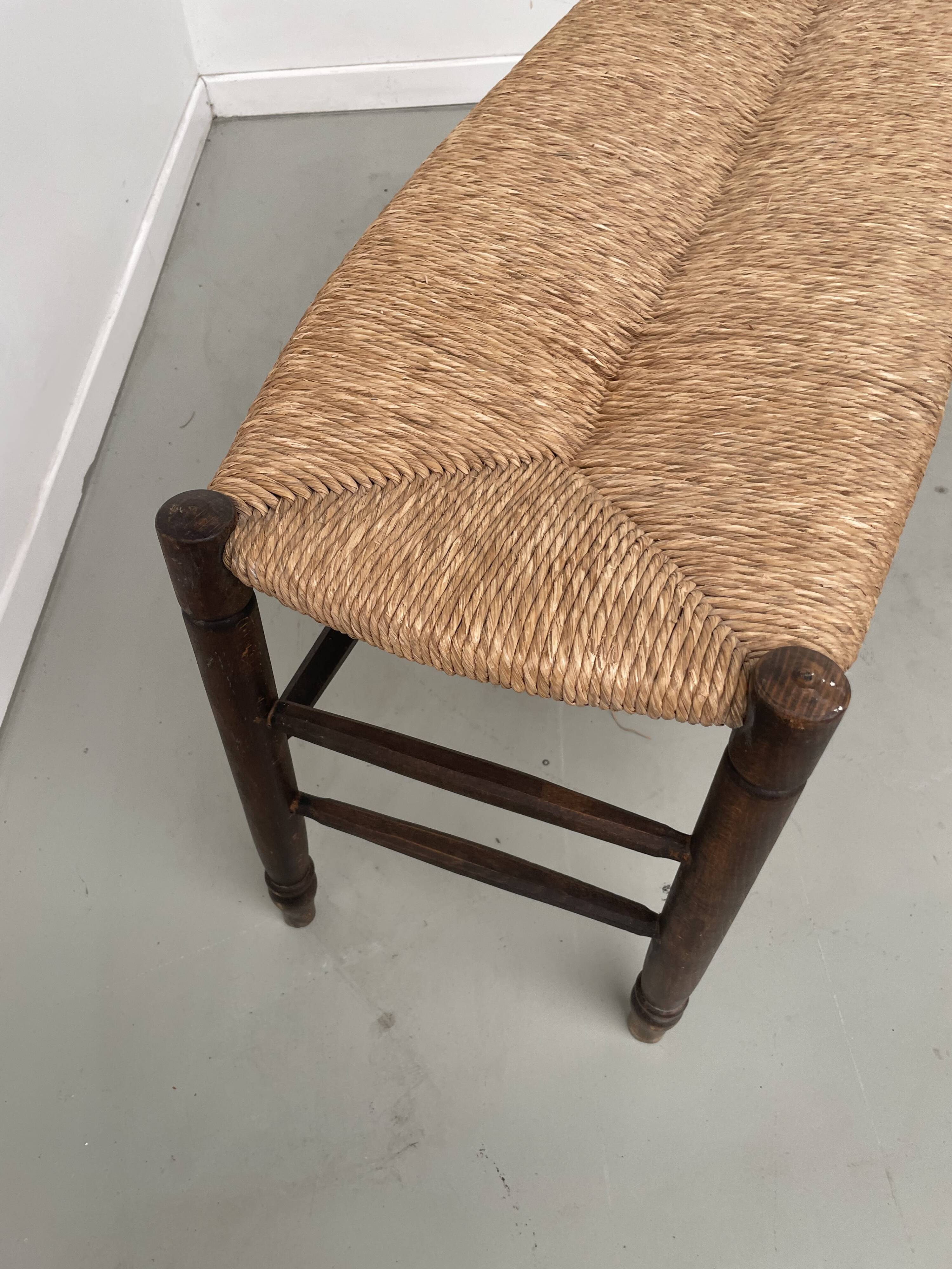 Oak and straw farm bench