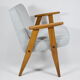 Vintage 366 armchair, designer J. Chierowski, 1960s, blue