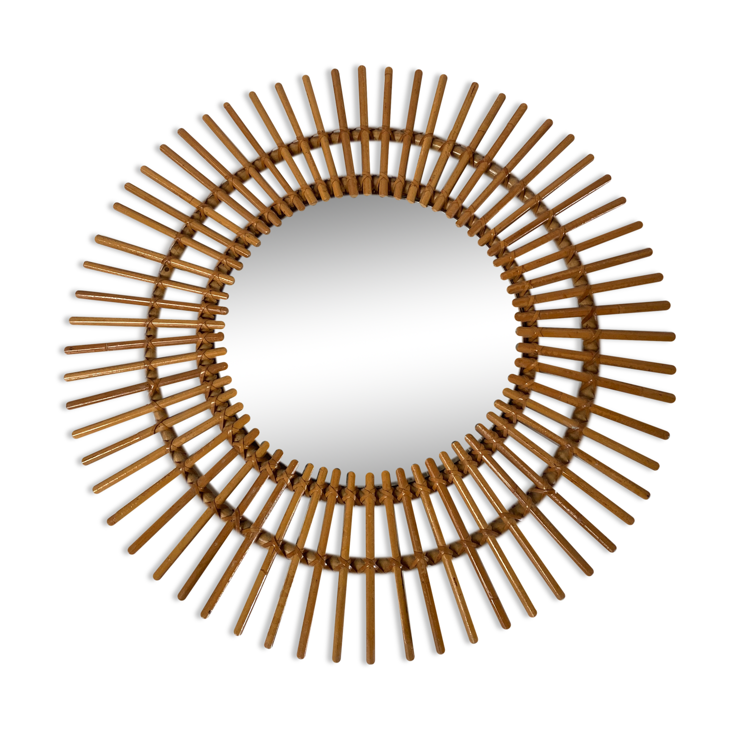 Vintage rattan sun mirror 48cm