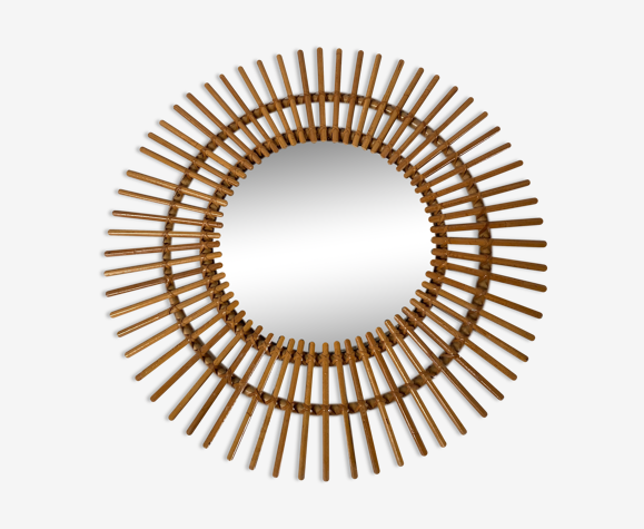Miroir soleil en rotin vintage 48cm