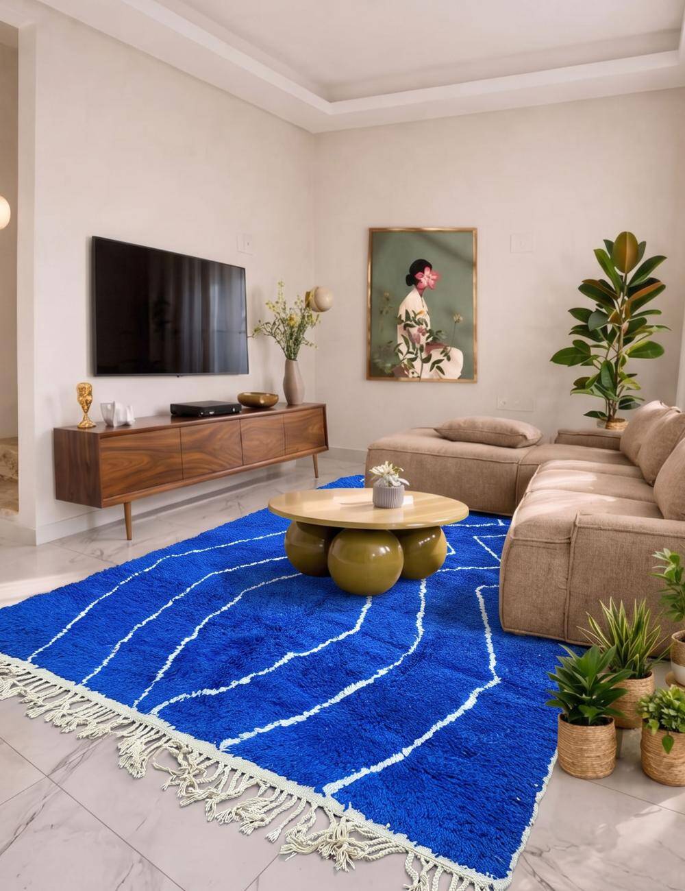 Contemporary Blue Rug - 303 x 245 cm
