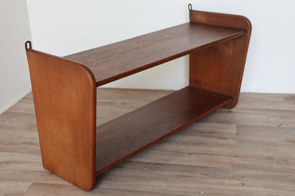 Vintage solid oak wall shelf, 1950