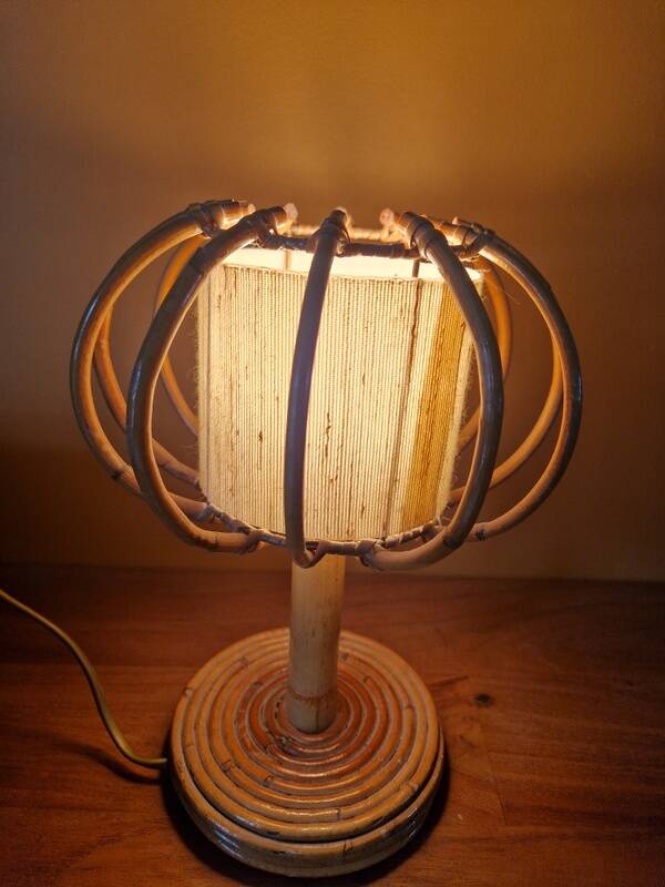 Louis Sognot (1892-1970) Table or bedside lamp - In rattan - 1960
