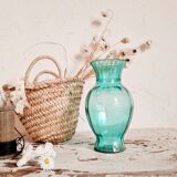 Old transparent blue vase