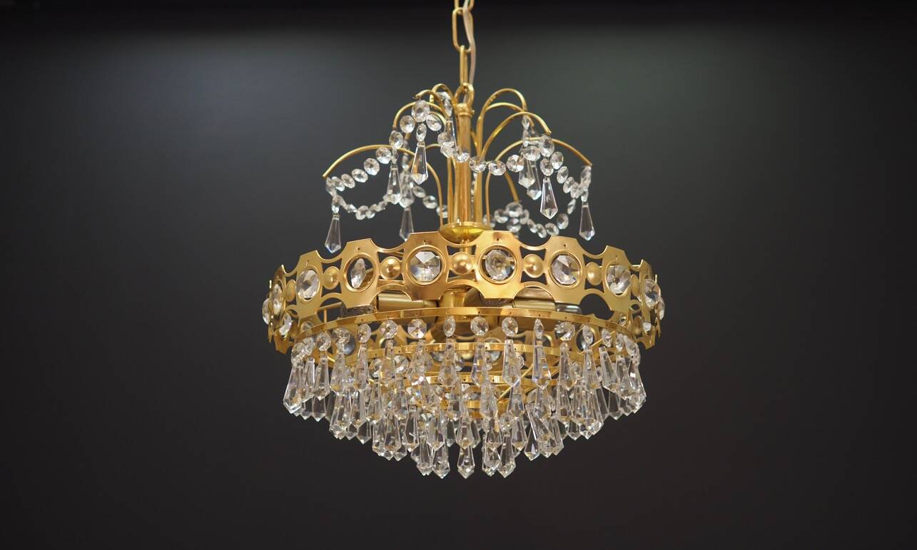 Brass chandelier, Danish design, 1970s, production: Denmark