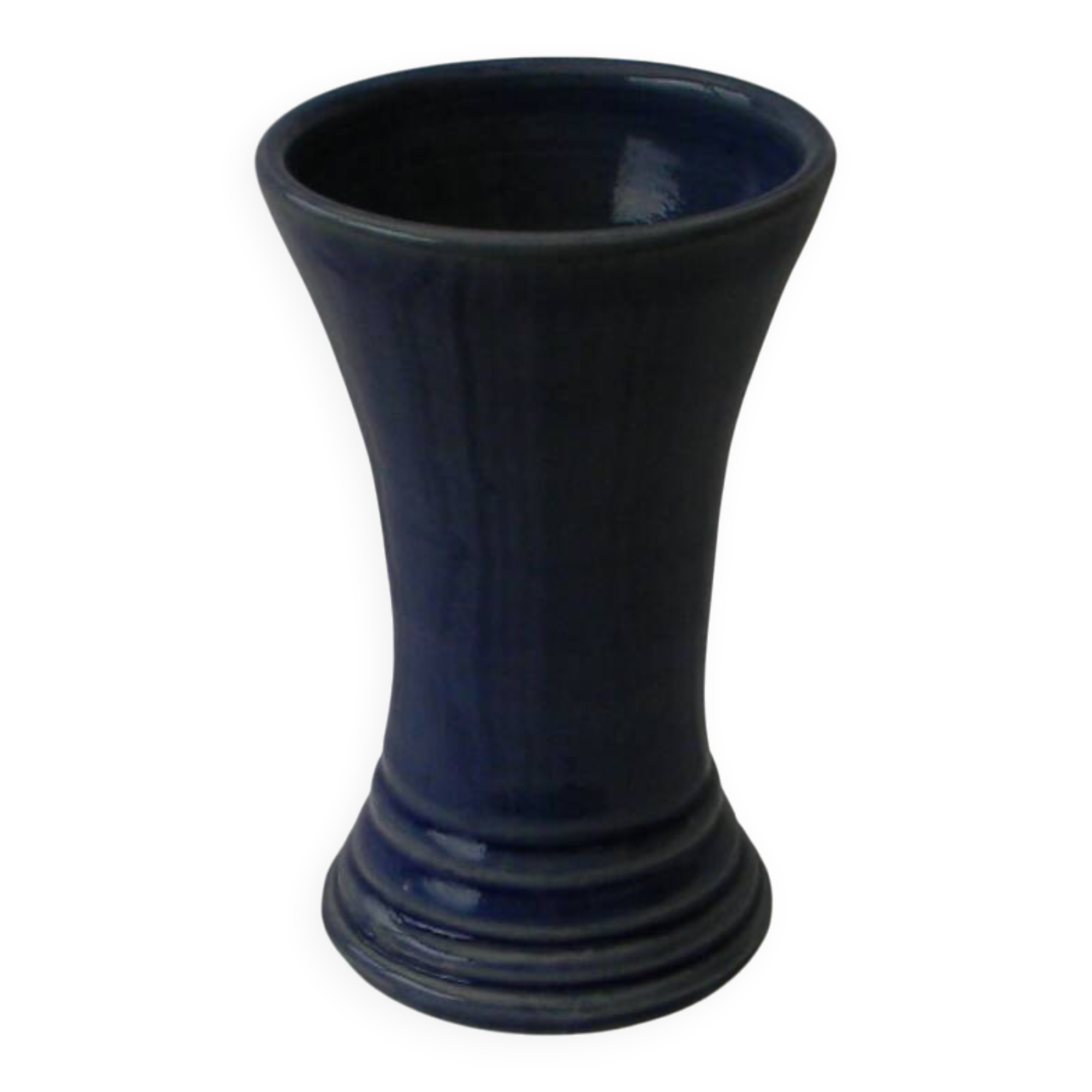 Vase bleu en grès vernissé  de ST AMAND EN PUISAYE.  Signé Fabrice Normand.