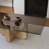 Large modernist coffee table smoked glass